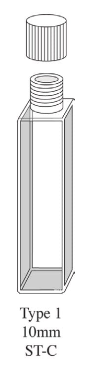Starna 1-Q-10-ST-C Rectangular Quartz Small Screw Cap Cuvette, 10mm Pathlength