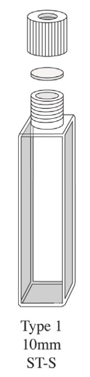 Starna 1-Q-10-ST-S Rectangular Quartz Small Septum Cap Cuvette, 10mm Pathength