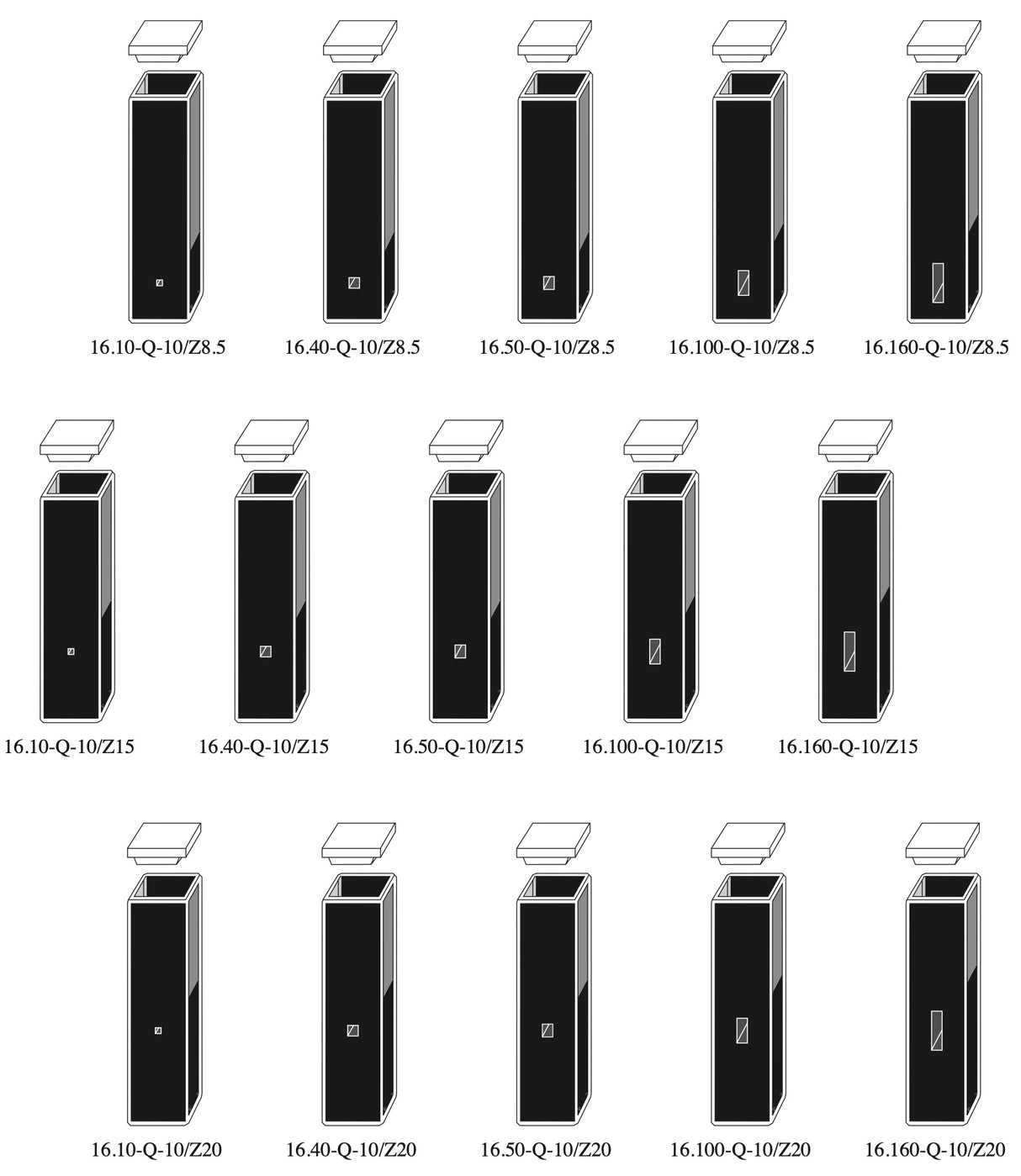 Starna 16-Q Series Sub-Micro Rectangular Quartz Cuvettes, 10mm, Overview