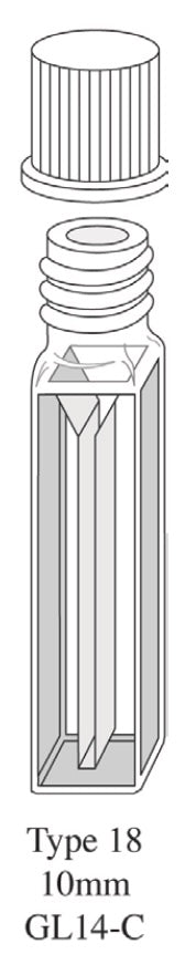 Starna 18-Q-10-GL14-C Rectangular Screw Cap Cuvette, Quartz, 10mm