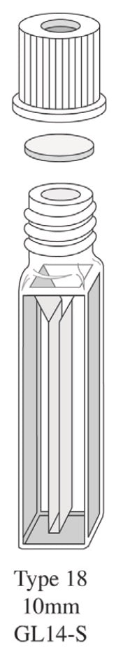 Starna 18-Q-10-GL14-S Rectangular Septum Cap Cuvette, Quartz, 10mm