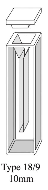Starna 18/9-Q-10 Rectangular Micro Quartz Cuvette, 10mm Pathlength