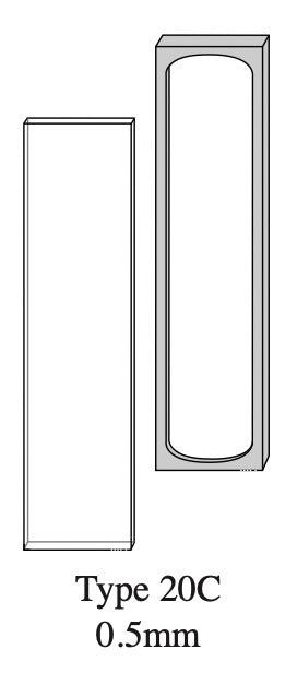 Starna 20/C-Q-0.5 Rectangular Short Path Length Demountable Quartz Cuvette, 0.5mm Pathlength