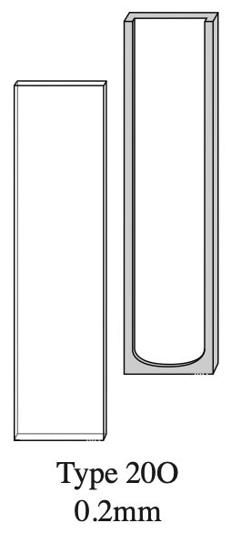 Starna 20/O-Q-0.2 Rectangular Short Path Length Demountable Quartz Cuvette, 0.2mm Pathlength