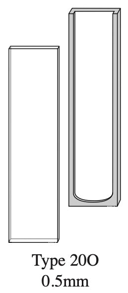 Starna 20/O-Q-0.5 Rectangular Short Path Length Demountable Quartz Cuvette, 0.5mm Pathlength