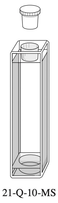 Starna 21-Q-10-MS Standard Rectangular Quartz Cell for Use with Magnetic Stirrer, with Stopper, 10mm Pathlength