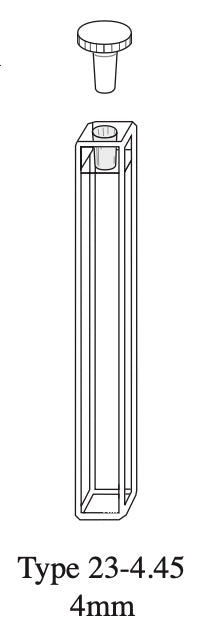 Starna 23-4.45-SOG-4 Square Micro Fluorometer Cell with Stopper, Special Optical Glass, 4mm Pathlength
