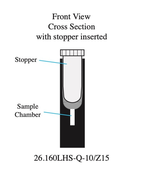Starna 26LHS-Q Rectangular Quartz Low Head Space Cuvette, 10mm, Front View