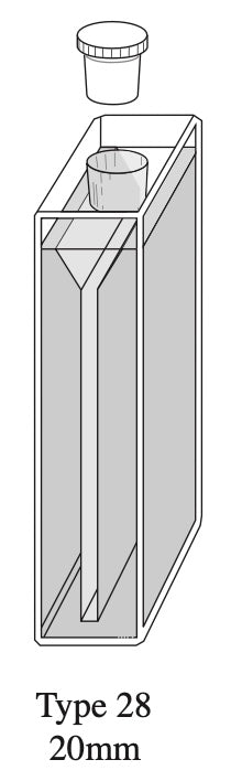 Starna 28-Q-20 Rectangular Quartz Micro Cuvette with Stopper, 20mm Pathlength