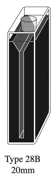 Starna 28B-Q-20 Self-Masking Rectangular Micro Quartz Cuvette with Stopper, 20mm Pathlength