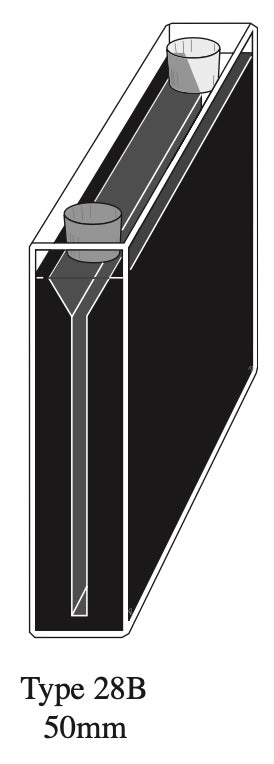 Starna 28B-Q-50 Self-Masking Rectangular Micro Quartz Cuvette with Stopper, 50mm Pathlength