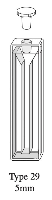 Starna 29-Q-5 Semi-Micro Rectangular Quartz Cuvette with Stopper, 5mm Pathlength