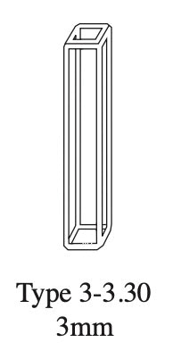 Starna 3-3.30-Q-3 Square Micro Fluorometer Cell, Spectrosil Quartz, 3mm Pathlength