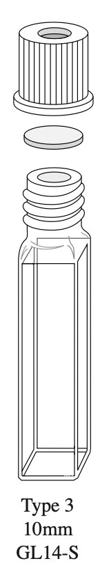 Starna 3-Q-10-GL14-S Septum Screw Cap Fluorometer Cell, Spectrosil Quartz, 10mm Pathlength