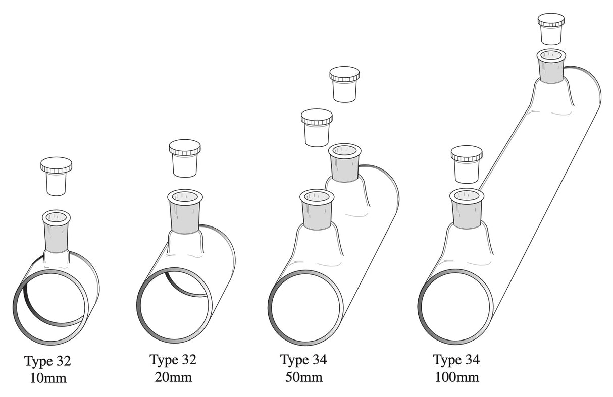 Starna 32-Q & 34-Q Spectrosil Quartz Cylindrical Cells with Stopper, 10-100mm, Overview