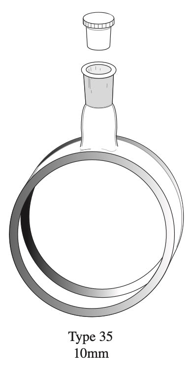 Starna 35-PX-10 Large Diameter Pyrex Cylindrical Cell with Stopper, 10mm Pathlength