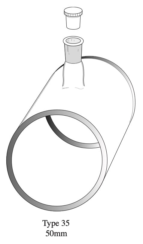 Starna 35-PX-50 Large Diameter Pyrex Cylindrical Cell with Stopper, 50mm Pathlength