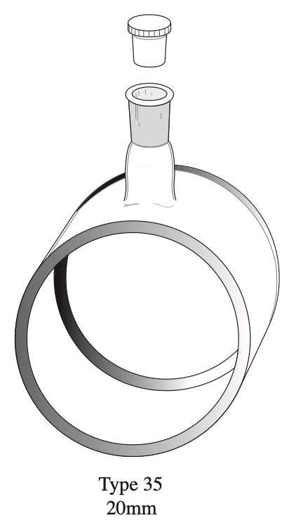 Starna 35-Q-20 Large Diameter Quartz Cylindrical Cell with Stopper, 20mm Pathlength