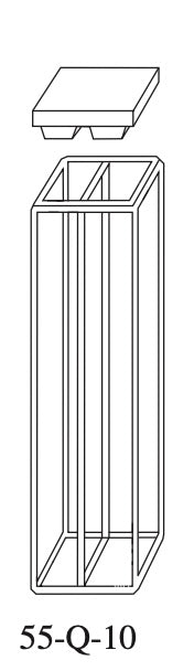 Starna 55-Q-10 Divided Rectangular Quartz Fluorometer Cell, 10mm Pathlength