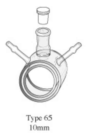 Starna 65-Q-10 Cylindrical Water-Jacketed Constant Temperature Quartz Cell, 10mm Pathlength