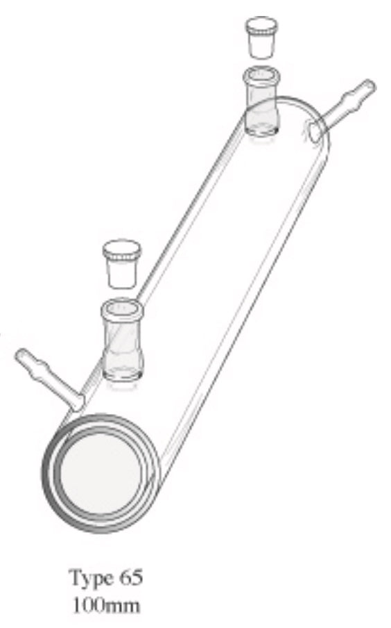 Starna 65-Q-100 Cylindrical Water-Jacketed Constant Temperature Quartz Cell, 100mm Pathlength