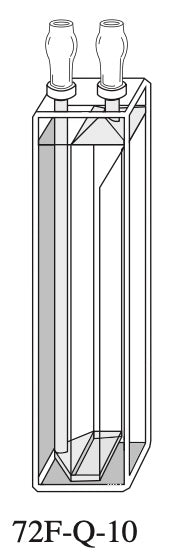 Starna 72F-Q-10 Rectangular Long Window Semi-Micro Flow Through Quartz Fluorometer Cell with Tubulation Connector, Large Aperture, Reduced Volume, 10mm Pathlength