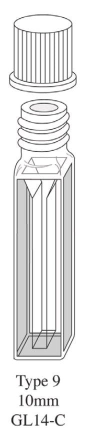 Starna 9-Q-10-GL14-C Rectangular Screw Cap Cuvette, Quartz, 10mm