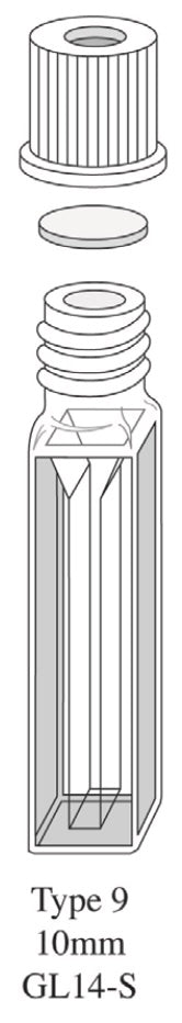 Starna 9-Q-10-GL14-S Rectangular Septum Cap Cuvette, Quartz, 10mm