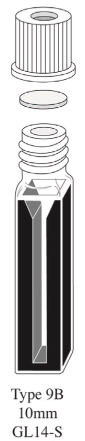 Starna 9B-Q-10-GL14-S Self-Masking Rectangular Quartz Septum Cap Cuvette, 10mm Pathlength