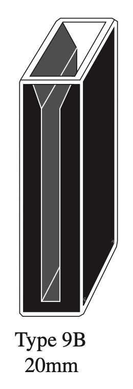 Starna 9B-Q-20 Self-Masking Semi-Micro Rectangular Quartz Cuvette, 20mm Pathlength