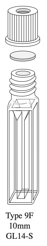 Starna 9F-Q-10-GL14-S Septum Screw Cap Fluorometer Cell, Spectrosil Quartz, 10mm Pathlength