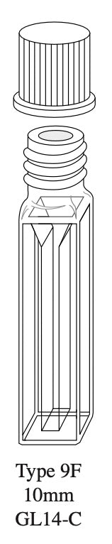 Starna 9F-Q-10-GL14-C Closed Screw Cap Fluorometer Cell, Special Optical Glass, 10mm Pathlength