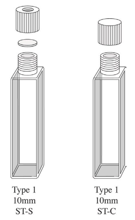 Starna ST Series Rectangular Quartz Small Screw Cap Cuvettes, 10mm, Overview