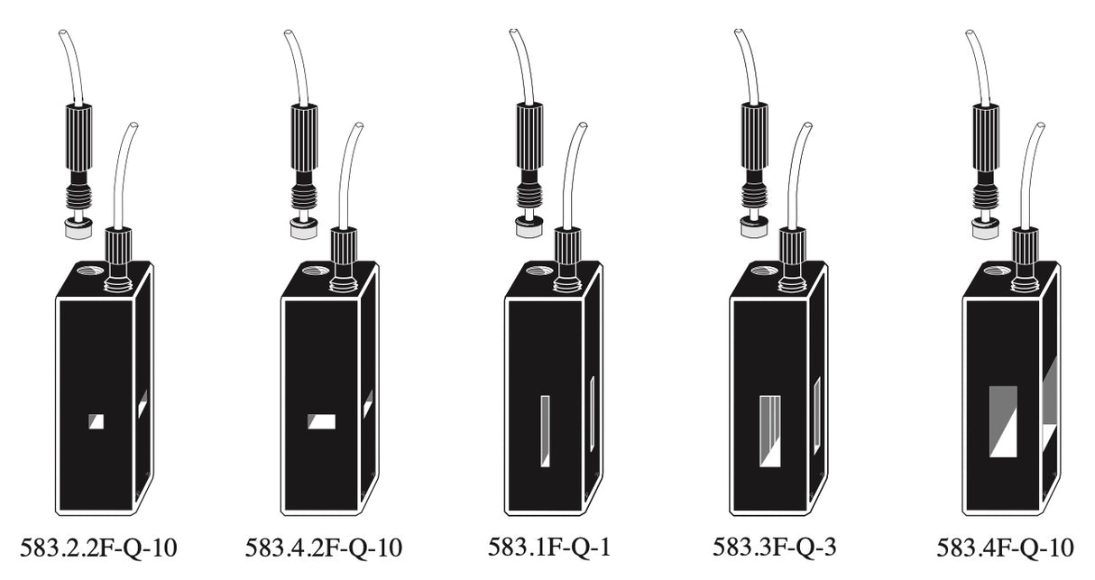 Starna 583F Series Low-Volume Fluorometer Flow Through Quartz Cells with Threaded Tubes, Overview