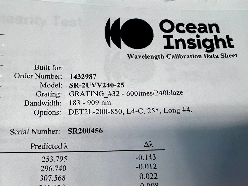 Ocean Insight SR-UVV240-25 Calibrated for Irradiance