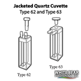 Diagram of jacketed quartz cuvettes Type 62 and Type 63 Starna