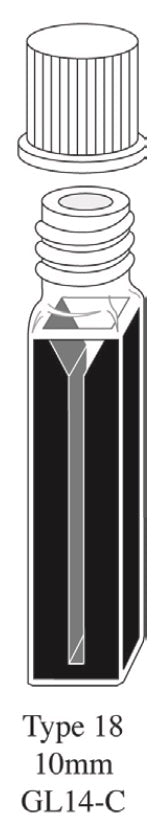 Masking Rectangular Cap Starna GL14 Series Self-Masking Rectangular Quartz Screw Cap Cuvettes, 10mm