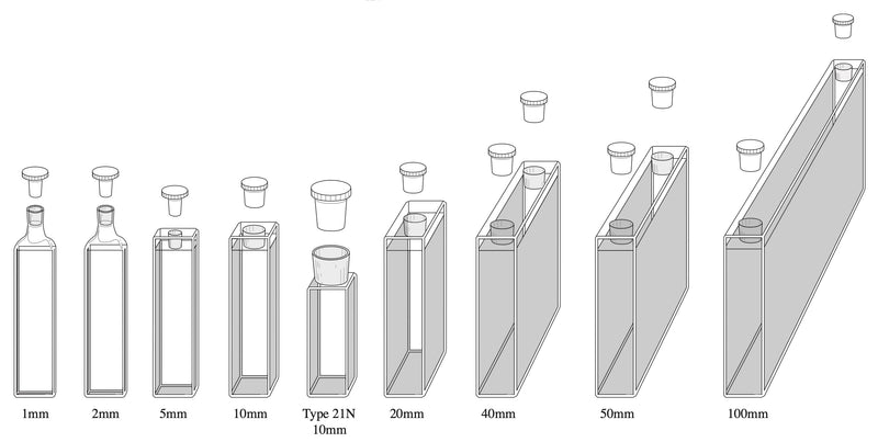 Starna 21-G Series Standard Rectangular Glass Cuvettes with Stopper, 1-100mm, Overview