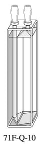 Starna 71F-Q-10 Rectangular Long Window Quartz Flow Through Fluorometer Cell with Tubulation Connector, Maximum Aperture, 10mm Pathlength