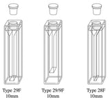 Starna 29F, 29/9F, 28F Series Semi-Micro & Micro Open Top Quartz Fluorometer Cells with Stopper, Overview
