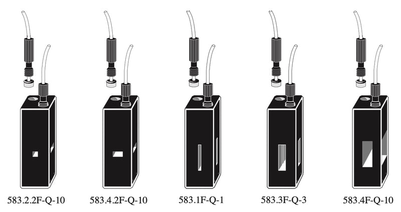 Starna 583F Series Low-Volume Fluorometer Flow Through Quartz Cells with Threaded Tubes, Overview