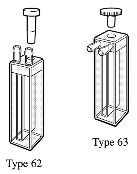Starna Type 62 & 63 Rectangular Water-Jacketed Quartz Constant Temperature Cells with Vertical or Horizontal Flow Tubes, Overview